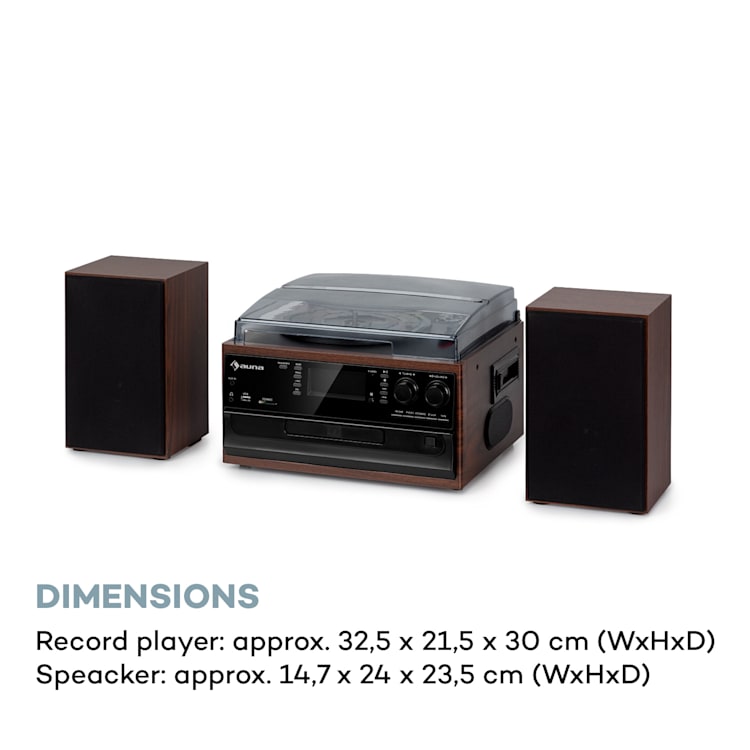 Impianto stero vintage Oakland DAB Plus DAB+/FM BT Funzione Vinile CD Cassetta, inclusi altoparlanti