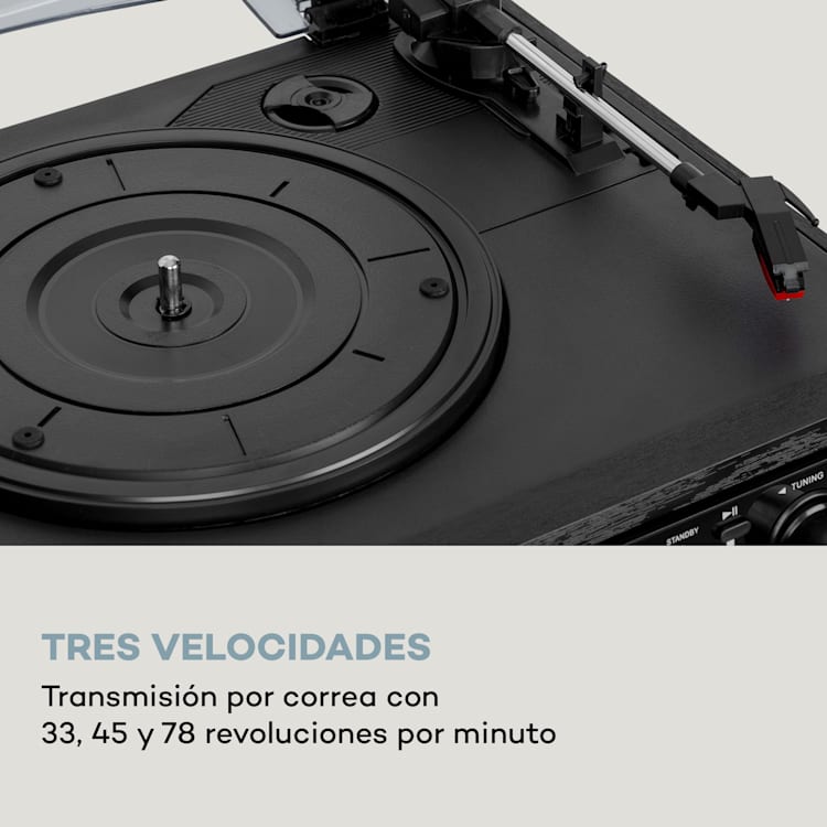 Equipo estéreo Oakland DAB Retro DAB+/FM Función BT Vinilo CD Cassette Negro