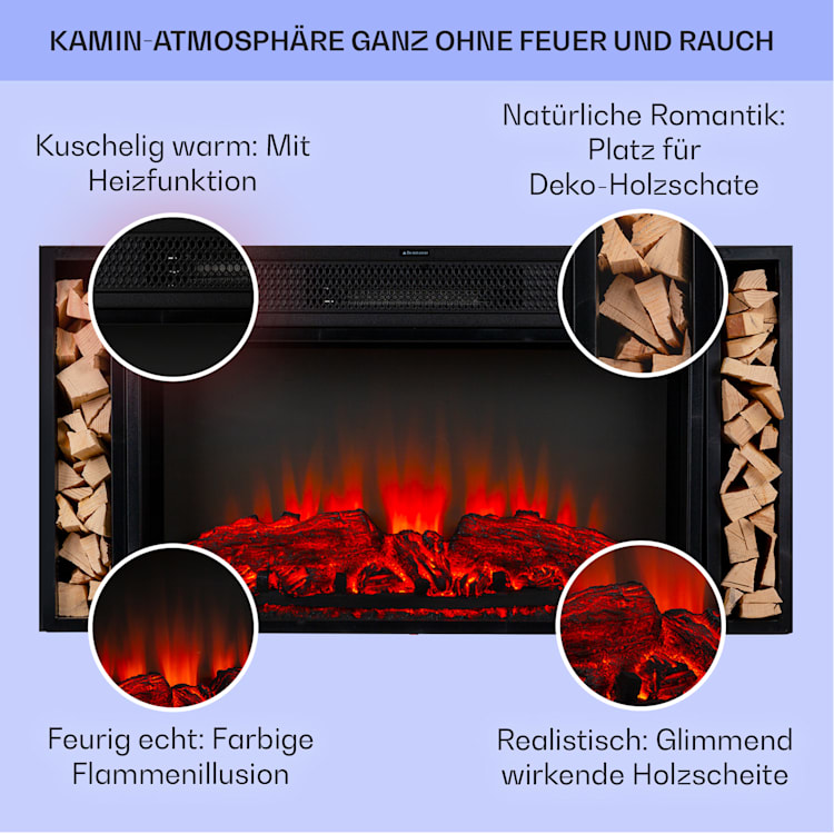 Villarrica Elektrokamin 1900 W LED-Technik Wandeinbau Fernbedienung