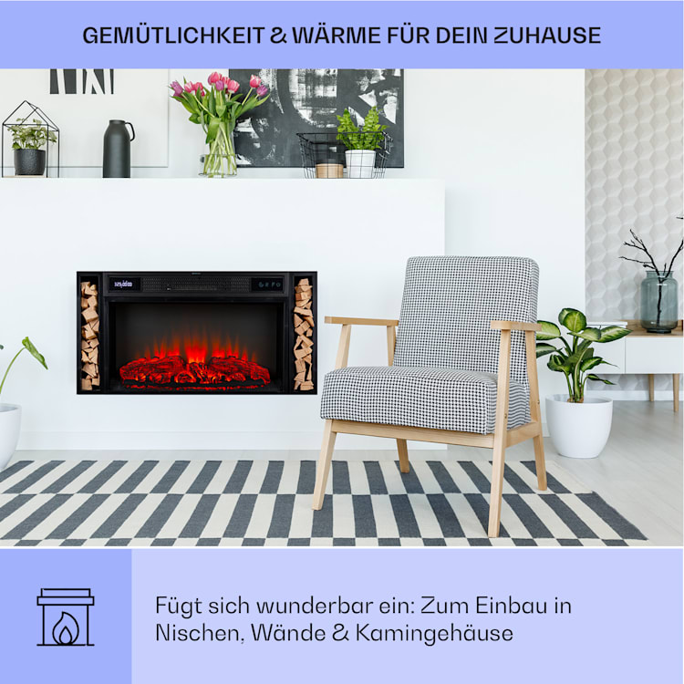 Villarrica Elektrokamin 1900 W LED-Technik Wandeinbau Fernbedienung