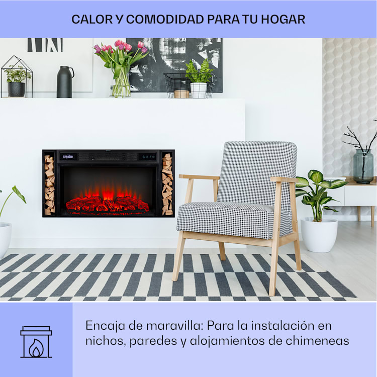 Villarica Chimenea eléctrica 1900 W Tecnología led Montaje en pared Mando a distancia