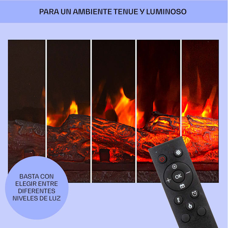 Villarica Chimenea eléctrica 1900 W Tecnología led Montaje en pared Mando a distancia