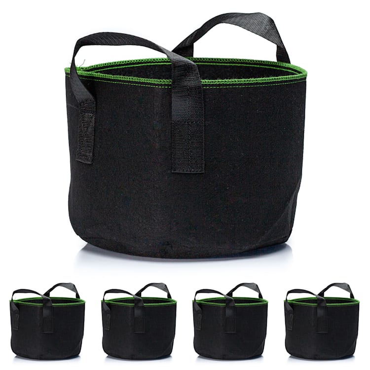 Pflanzsack Set 5 Stück 20 Liter Vlies mit Henkeln 20 Ltr
