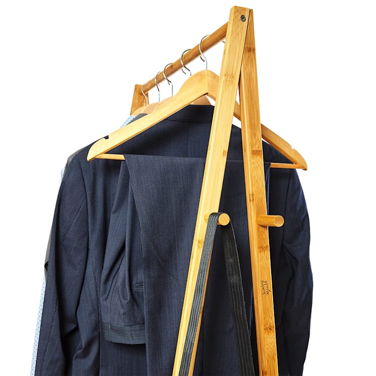 Garderobe kledingstandaard 4 wieltjes 2 schappen 60x162x42,5 cm 100% bamboe