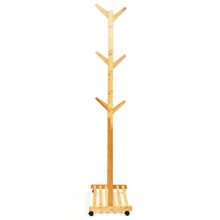 Garderobe met bergruimte kledingstandaard 57,5 x 173 cm asymmetrisch design bamboe