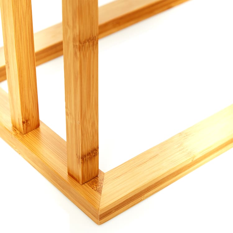 Portasciugamani a 3 aste, 42 x 80 x 24 cm, design a gradini, bambù
