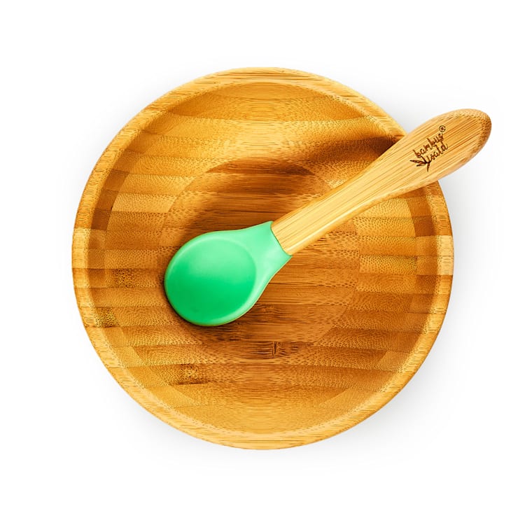 Vaisselle pour enfants avec bol et cuillère en bambou 400 ml avec ventouse Ø : 13.7 cm Vert