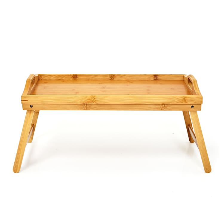 Tavă de servire, multifuncțională, 50 × 23 × 30 cm, picioare pliabile, bambus