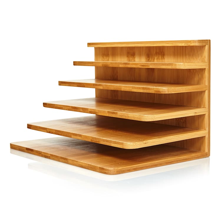 Bac à courrier avec 5 compartiments DIN A4 25x17,5x16cm debout ou couché bambou