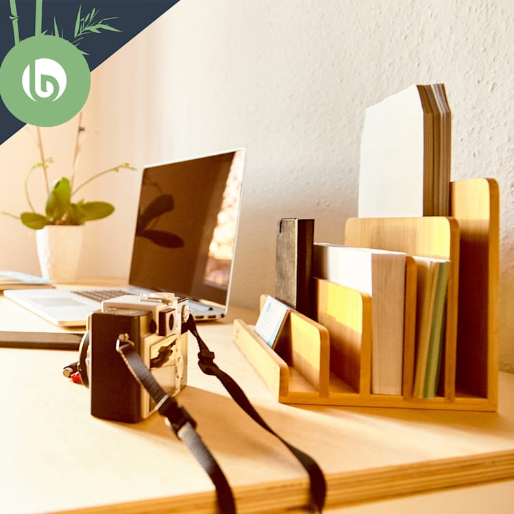 Bac à courrier avec 5 compartiments DIN A4 25x17,5x16cm debout ou couché bambou