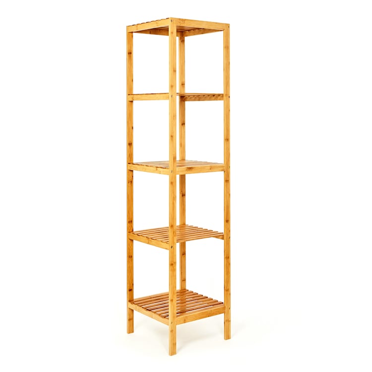 Etagère multifunctioneel rek 5 etages 34x140x33cm (BxHxD) combineerbaar bamboe 5 verdiepingen