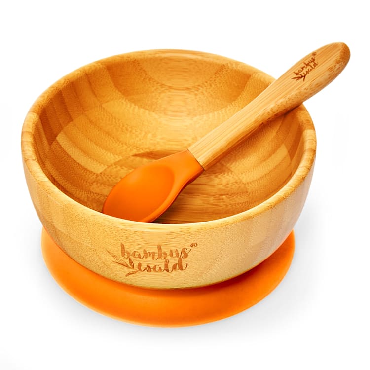 Kindergeschirr mit Bambusschale und Löffel 400 ml inkl. Saugnapf Ø: 13,7 cm Orange