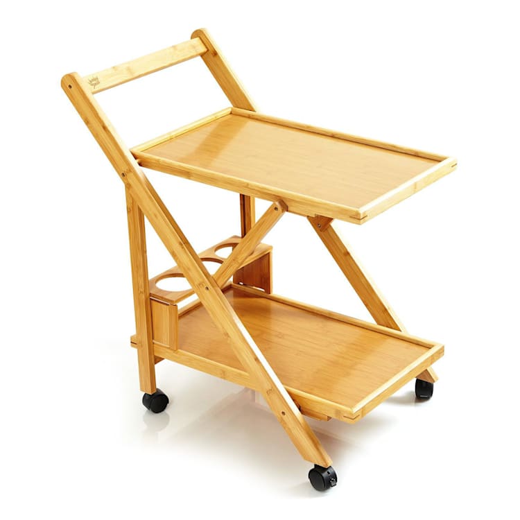Servierwagen 2 Etagen 4 Rollen 66x70x40,5cm (BxHxT) Bambus
