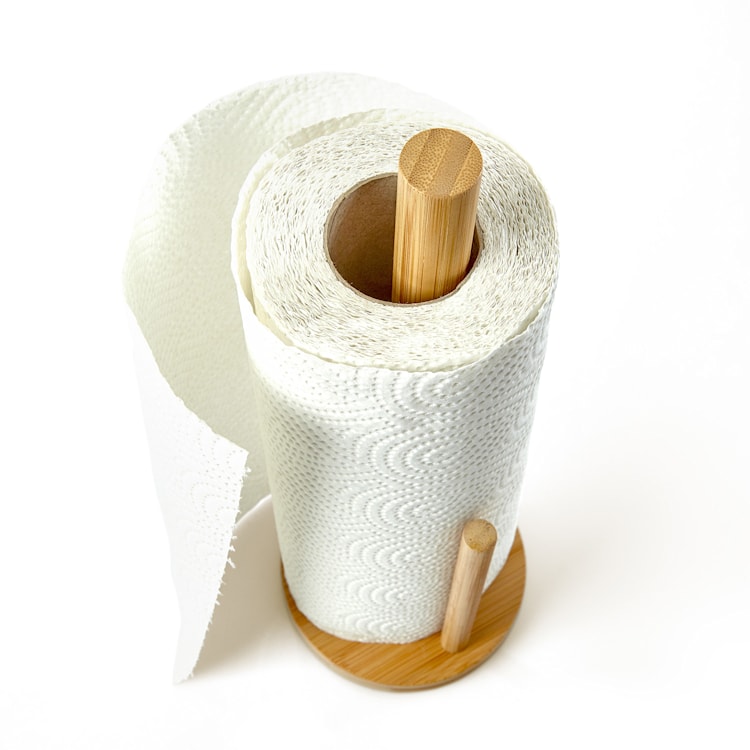 Papierrollenhalter mit Führung Küchenrollenhalter 15 x 33,5 cm Bambus