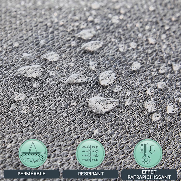 voile solaire rectangulaire 2x3 m avec anneaux de fixation polyester perméable à l'air 2 x 3 m | Gris Clair