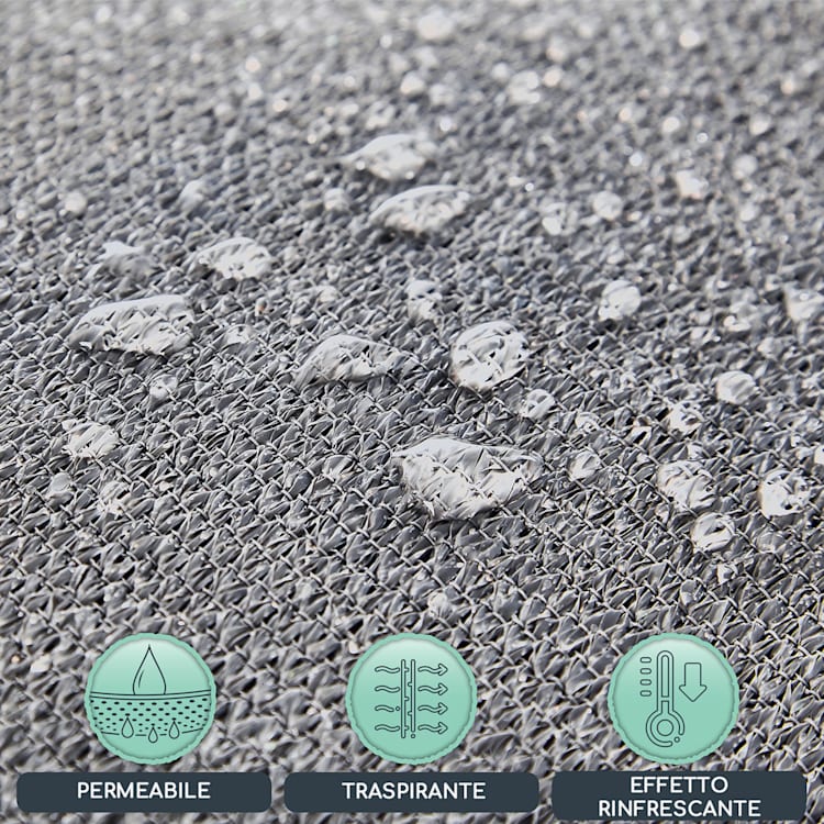 Vela parasole rettangolare 2 x 3 m con anelli di fissaggio poliestere permeabile all'aria 2 x 3 m | Grigio Chiaro