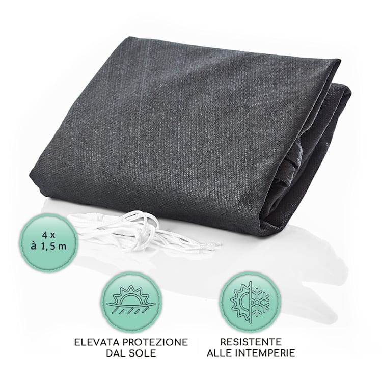 Vela parasole rettangolare 3 x 5 m poliestere permeabile all'aria 3 x 5 m | Grigio Scuro