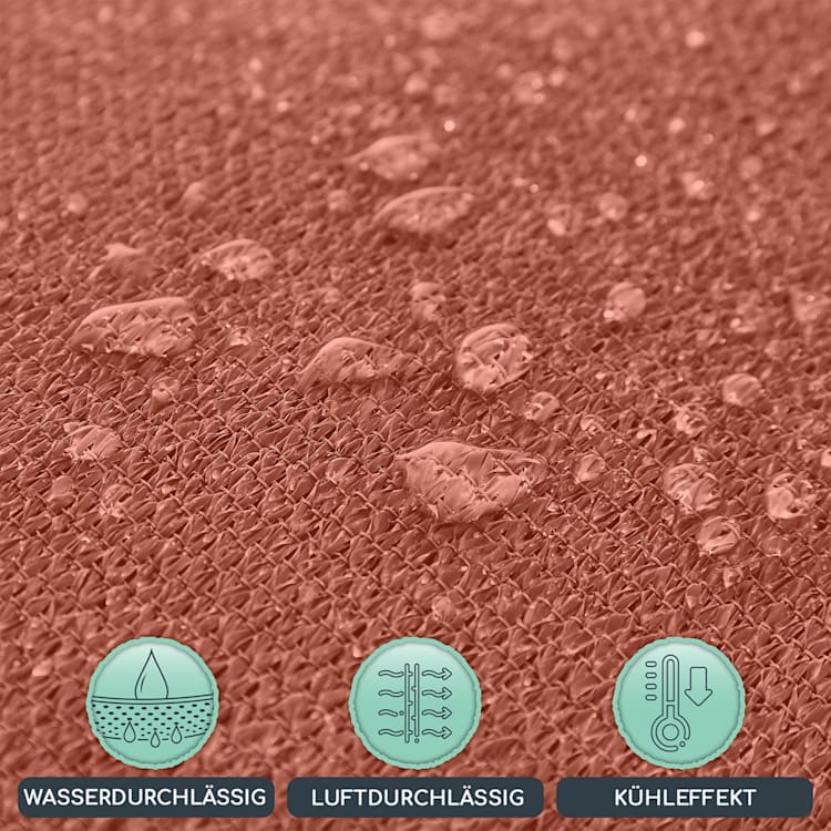 rechteckiges Sonnensegel 3x4 m Polyester luftdurchlässig 3 x 4 m | Terracotta