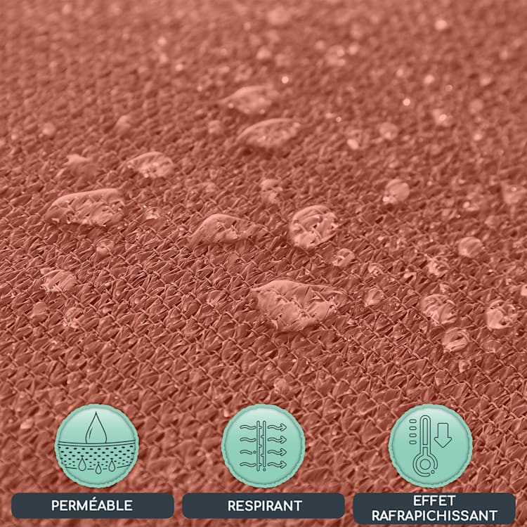 voile solaire rectangulaire 3x4 m polyester perméable à l'air 3 x 4 m | terre cuite