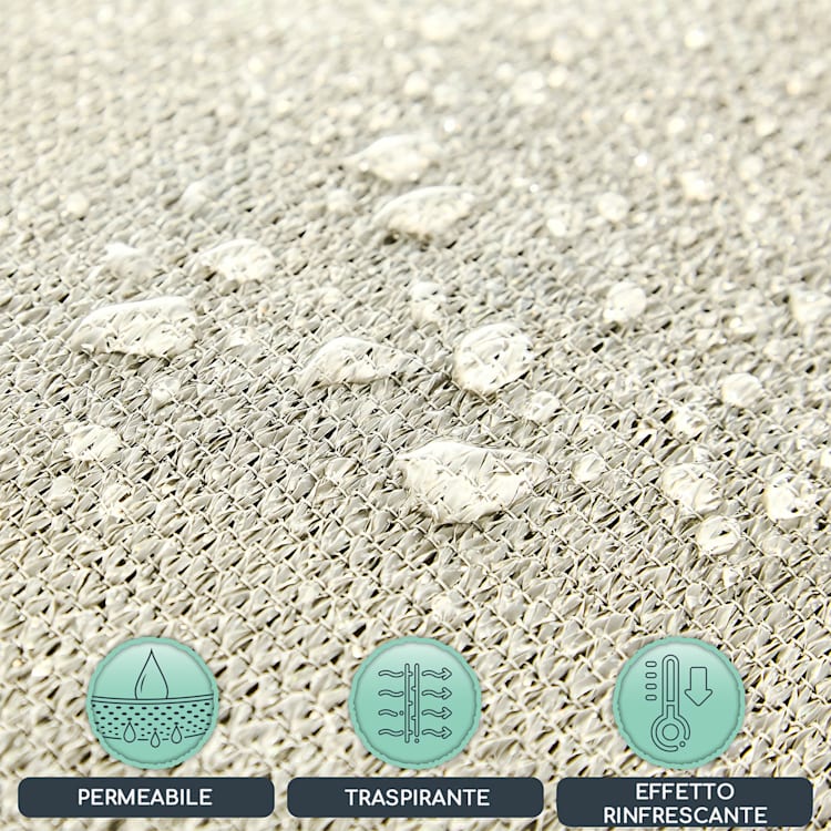 Vela parasole rettangolare 3 x 3 m poliestere permeabile all'aria 3 x 3 m | Crema