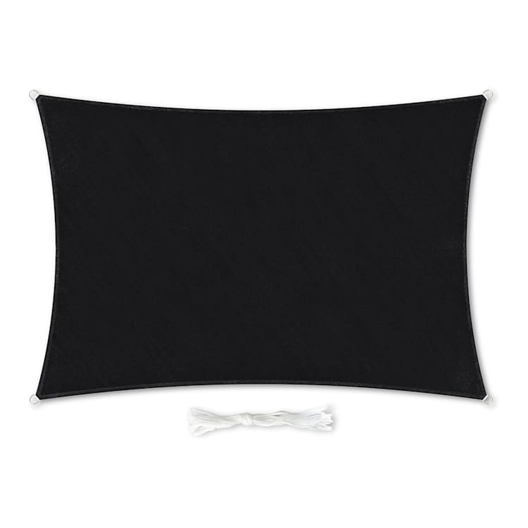 rechteckiges Sonnensegel 3 x 5 m Polyester luftdurchlässig 3 x 5 m | Schwarz