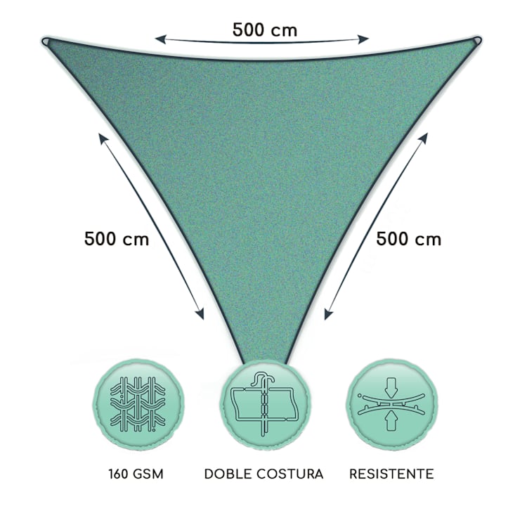 Toldo triangular 5x5x5 m Poliéster Transpirable 5 x 5 x 5 m | Gris Marengo