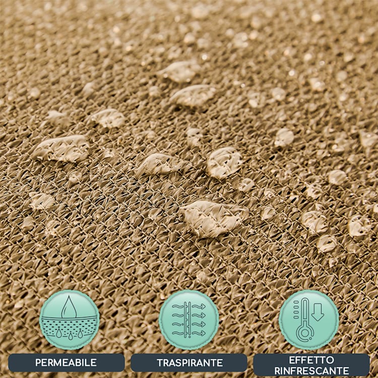 Vela parasole quadrata 4 x 4 m poliestere permeabile all'aria 4 x 4 m | Sabbia