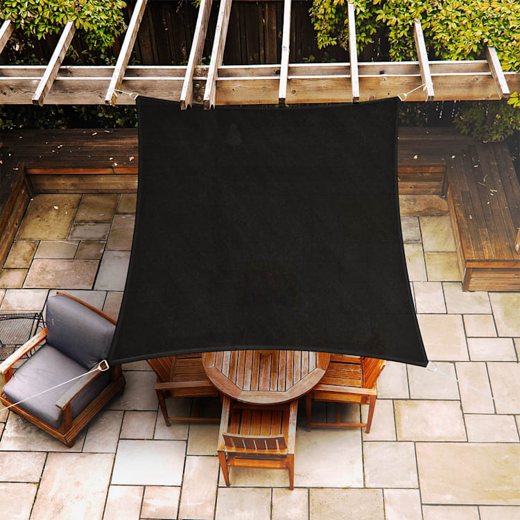 voile solaire carrée 5x5 m polyester perméable à l'air 5 x 5 m | Noir
