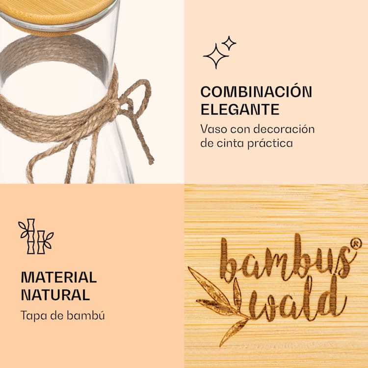 Jarra de cristal con tapa de bambú de vidrio de borosilicato resistente al calor 1000 ml
