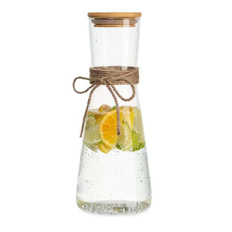 Glass carafe with bamboo lid borosilicate glass heat-resistant 1000 ml
