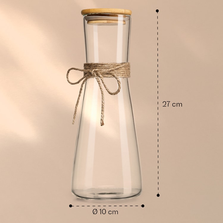 Glass carafe with bamboo lid borosilicate glass heat-resistant 1000 ml