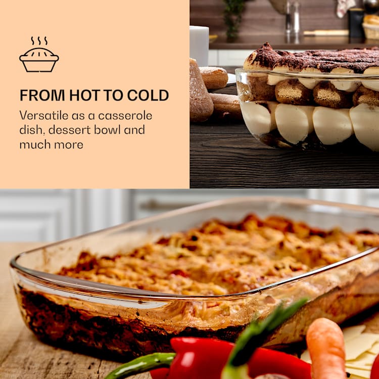 Cold Cut Box with Lid 1.6 Litre Set of 2 Glass Bamboo Heat Resistant 1600 ml