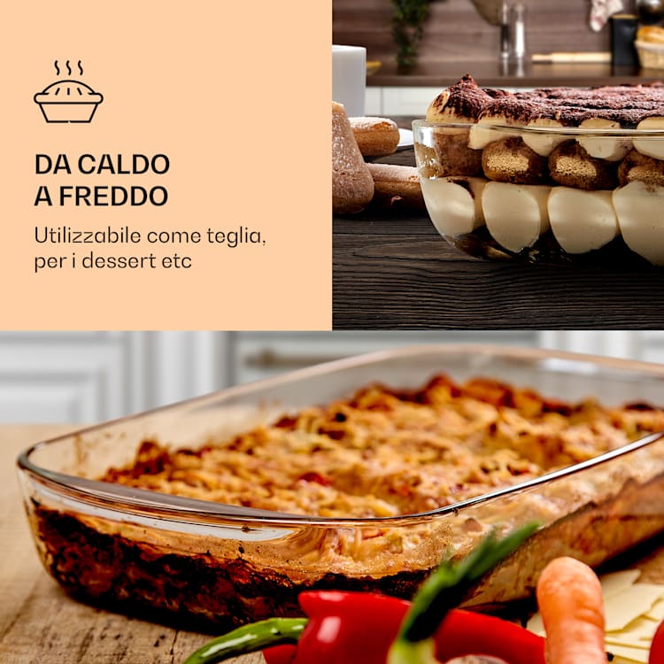 Contenitore per affettati con coperchio, 1 litro, set di 2 pezzi, in vetro resistente al calore e bambù 1000 ml