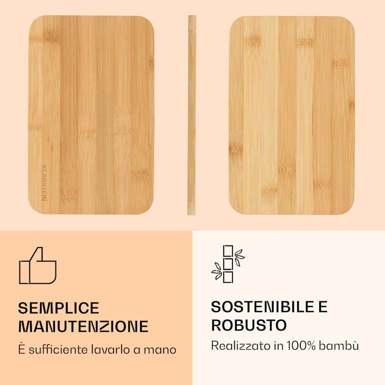 Taglieri da colazione, set di 6 pezzi, 20x1x14cm (LxAxP), in bambù non trattato