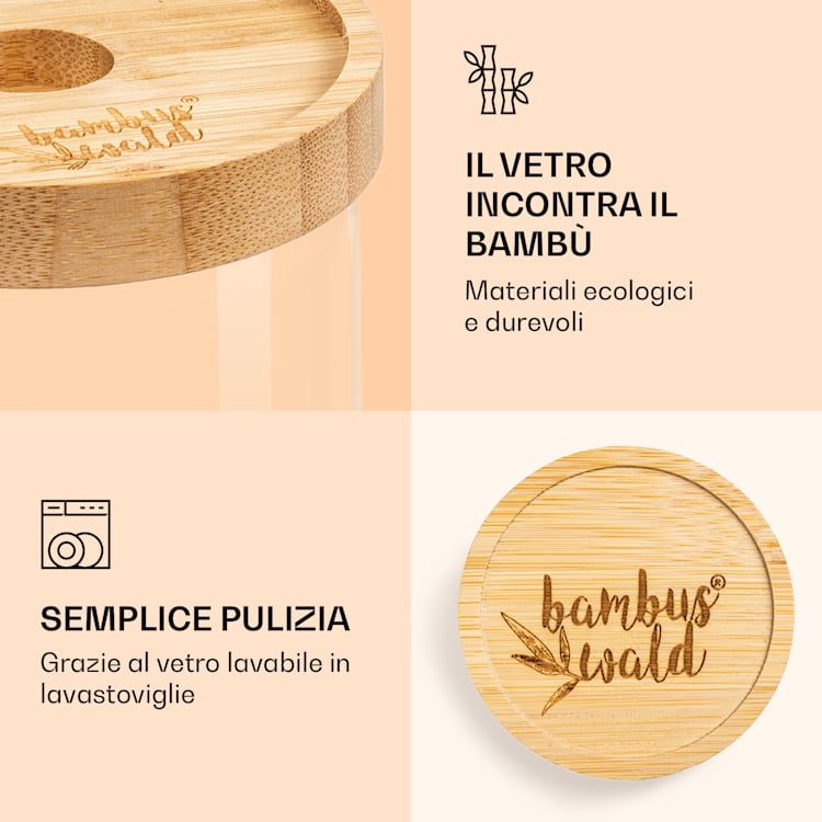 Barattolo impilabile con coperchio di bambù, 1700 ml, ermetico 1700 ml