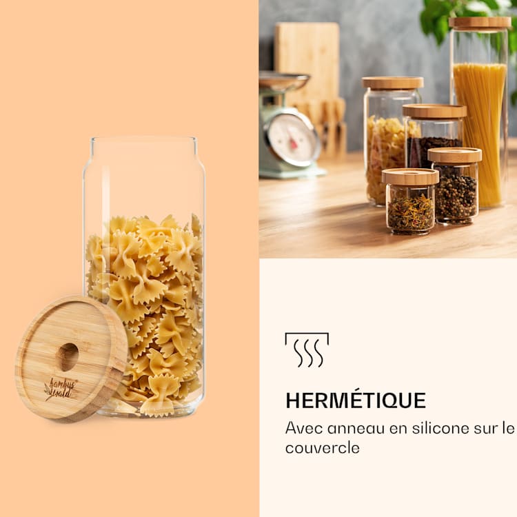 Bocal empilable avec couvercle en bambou 1 000 ml empilable hermétique 1000 ml