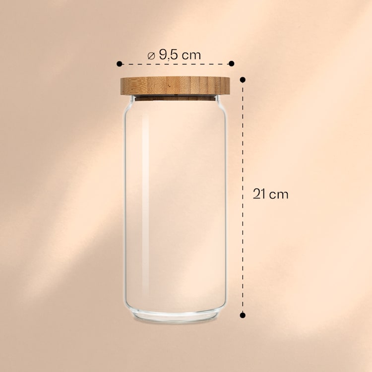 Stapelglas mit Bambusdeckel 1000 ml stapelbar luftdicht 1000 ml