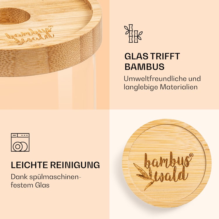 Stapelglas mit Bambusdeckel 750 ml stapelbar luftdicht 750 ml