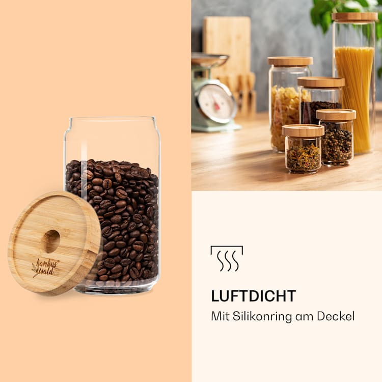 Stapelglas mit Bambusdeckel 750 ml stapelbar luftdicht 750 ml