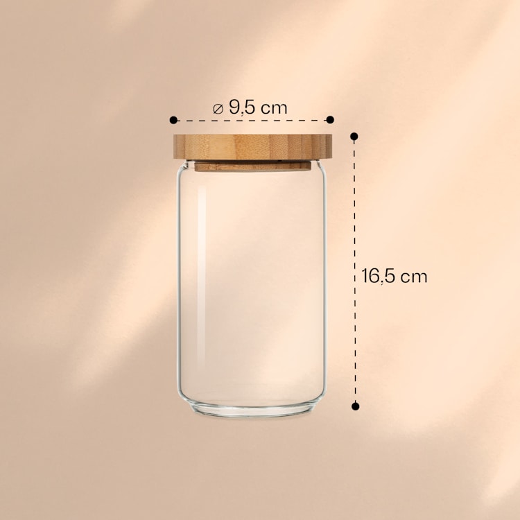 Stapelglas mit Bambusdeckel 750 ml stapelbar luftdicht 750 ml