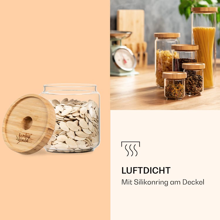 Stapelglas mit Bambusdeckel 500 ml stapelbar luftdicht 500 ml