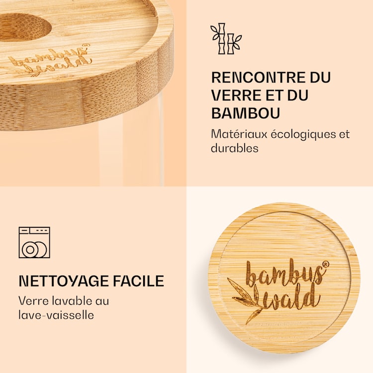 Bocal empilable avec couvercle en bambou 500 ml empilable hermétique 500 ml