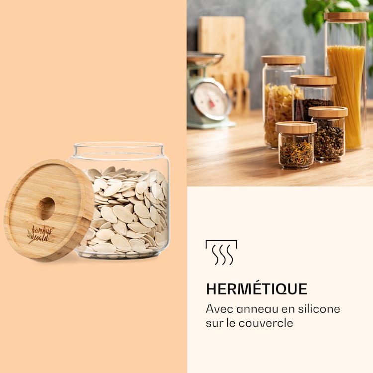 Bocal empilable avec couvercle en bambou 500 ml empilable hermétique 500 ml