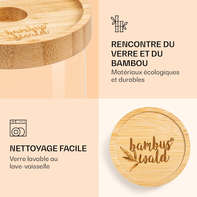 Bocal empilable avec couvercle en bambou 300 ml empilable hermétique 300 ml