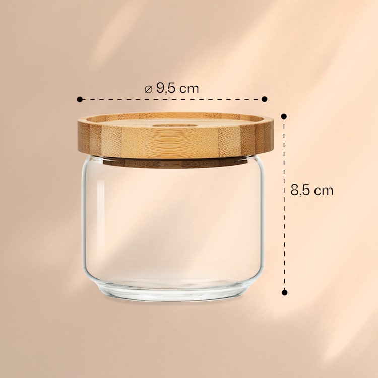 Tarro apilable con tapa de bambú 300 ml, apilable, hermético 300 ml