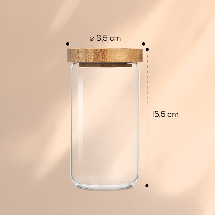 Skladovacia nádoba, s bambusovým uzáverom, 580 ml, stohovateľná, vzduchotesná 580 ml