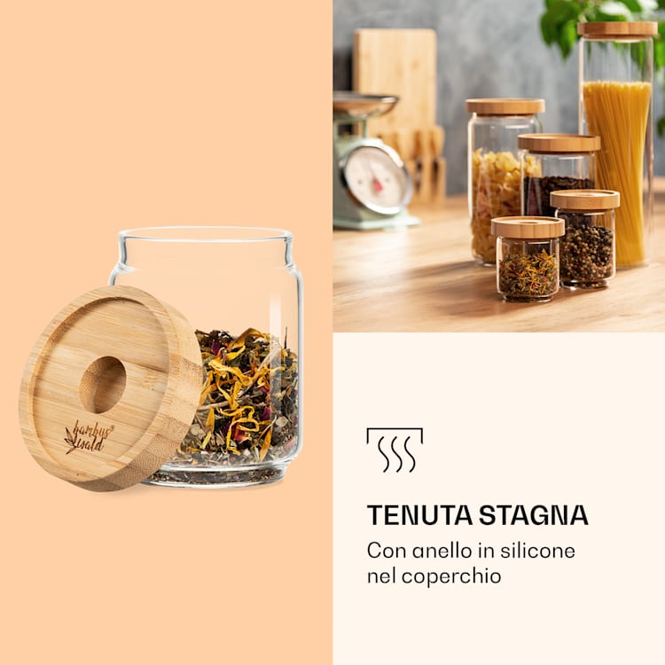 Barattolo impilabile con coperchio di bambù, 200 ml, ermetico 200 ml