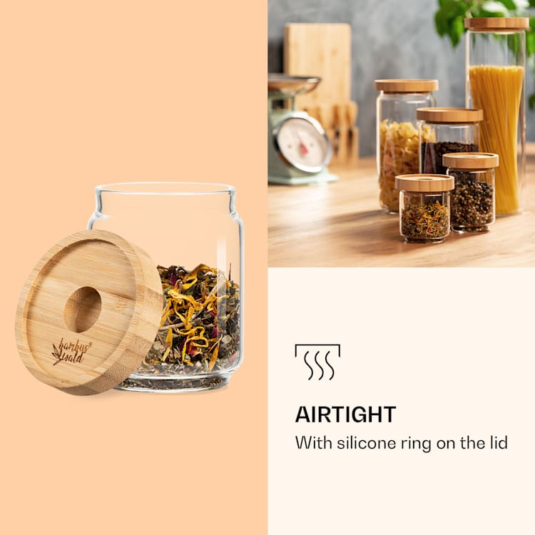 Stapelbart glas med bambulock 200 ml lufttätt 200 ml