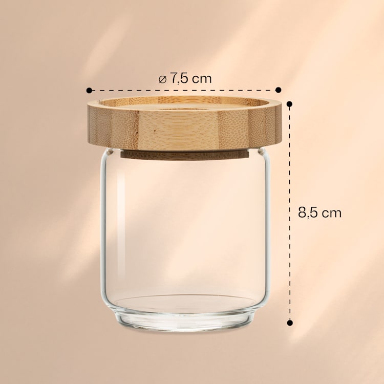 Stapelglas mit Bambusdeckel 200 ml stapelbar luftdicht 200 ml