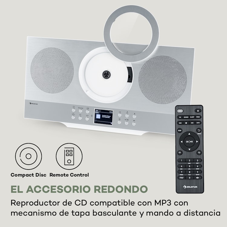 Silver Star Swing Equipo estéreo vertical de CD y alta fidelidad amplificador con radio por Internet/DAB+/FM reproductor de CD WiFi Plata